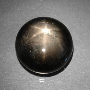 Zaffiro stellato naturale nero da 29,57 ct, taglio rotondo, opaco