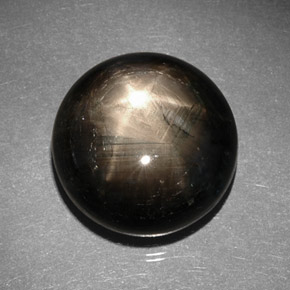 Zaffiro stellato naturale nero da 29,57 ct, taglio rotondo, opaco