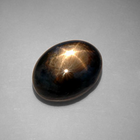 Zaffiro stellato naturale nero da 10,65 ct, taglio ovale, opaco