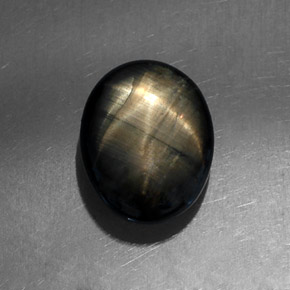 Zaffiro stellato Nero naturale da 4.26 ct, Taglio ovale, Opaco