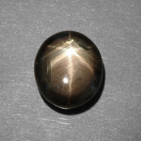 Zaffiro stellato naturale nero da 5,82 ct, taglio ovale, opaco