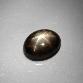 Zaffiro stellato naturale nero da 6,59 ct, taglio ovale, opaco