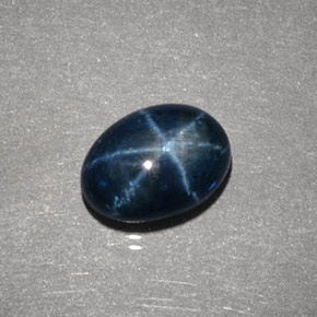 Zaffiro stellato naturale blu da 2,31 ct, taglio ovale, opaco