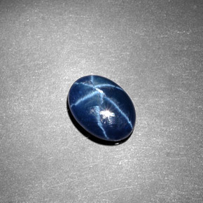 Zaffiro stellato naturale blu da 1,35 ct, taglio ovale, opaco