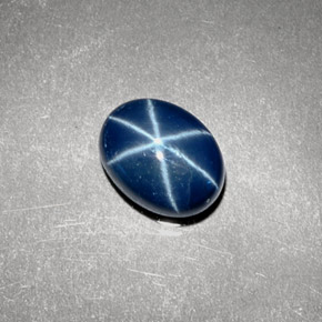 Zaffiro stellato naturale blu da 2,10 ct, taglio ovale, opaco