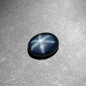 Zaffiro stellato naturale blu da 1,44 ct, taglio ovale, opaco