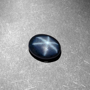 Zaffiro stellato naturale blu da 1,44 ct, taglio ovale, opaco