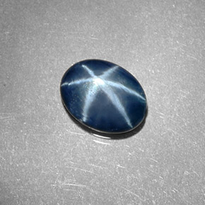 Zaffiro stellato naturale blu da 1,30 ct, taglio ovale, opaco