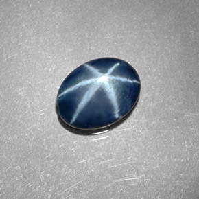 Zaffiro stellato naturale blu da 1,30 ct, taglio ovale, opaco