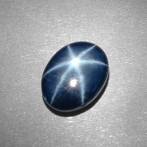Zaffiro stellato naturale blu da 5,64 ct, taglio ovale, opaco
