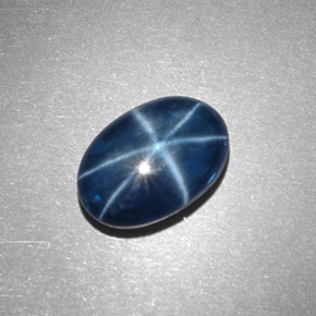Zaffiro stellato naturale blu da 4,32 ct, taglio ovale, opaco