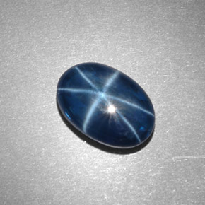 Zaffiro stellato naturale blu da 4,32 ct, taglio ovale, opaco