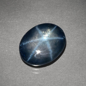 Zaffiro stellato naturale blu da 4,24 ct, taglio ovale, opaco