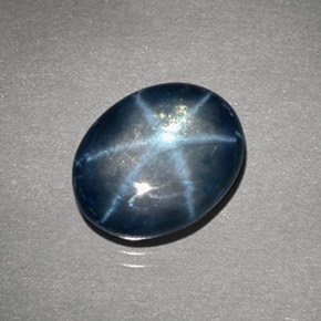 Zaffiro stellato naturale blu da 4,24 ct, taglio ovale, opaco