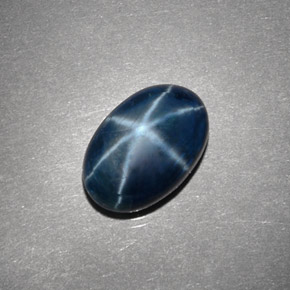 Zaffiro stellato naturale blu da 4,14 ct, taglio ovale, opaco