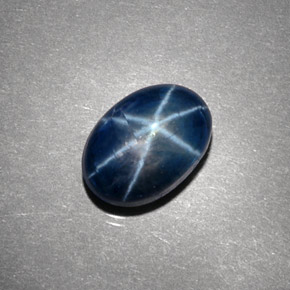 Zaffiro stellato naturale blu da 5,10 ct, taglio ovale, opaco