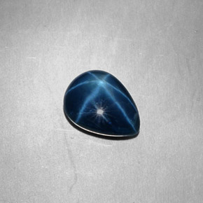 Zaffiro stellato Blu naturale da 3.09 ct, Forma a pera, Opaco