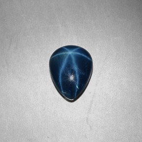 Zaffiro stellato Blu naturale da 3.09 ct, Forma a pera, Opaco