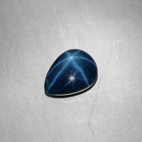 Zaffiro stellato Blu naturale da 3.09 ct, Forma a pera, Opaco
