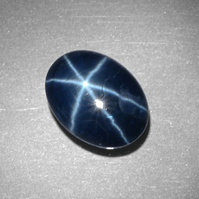 Zaffiro stellato naturale blu da 3,18 ct, taglio ovale, opaco