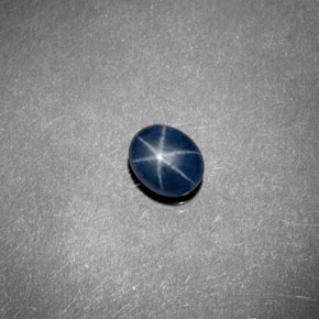 Zaffiro stellato naturale blu da 0,75 ct, trasparente, trasparente/traslucido