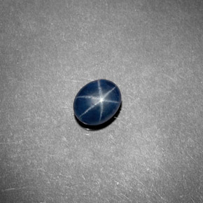Zaffiro stellato naturale blu da 0,75 ct, trasparente, trasparente/traslucido