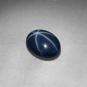Zaffiro stellato naturale blu da 1,52 ct, taglio ovale, opaco