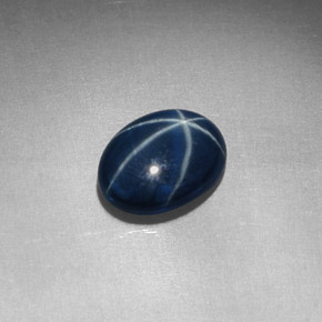 Zaffiro stellato naturale blu da 1,52 ct, taglio ovale, opaco