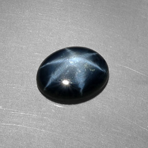 Zaffiro stellato Blu scuro naturale da 1.56 ct, Taglio ovale, Traslucido