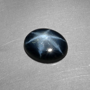 Zaffiro stellato Blu scuro naturale da 1.56 ct, Taglio ovale, Traslucido