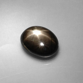 Zaffiro stellato naturale nero da 1,75 ct, taglio ovale, opaco