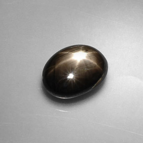 Zaffiro stellato naturale nero da 1,75 ct, taglio ovale, opaco