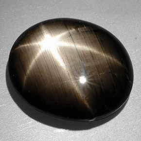 Zaffiro stellato naturale nero da 9,26 ct, taglio ovale, opaco