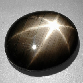 Zaffiro stellato naturale nero da 9,26 ct, taglio ovale, opaco