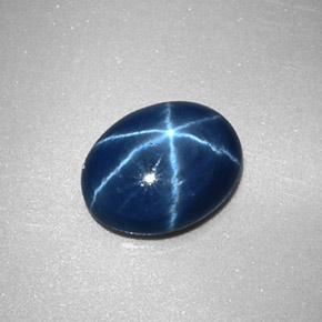 Zaffiro stellato naturale blu da 2,34 ct, taglio ovale, opaco
