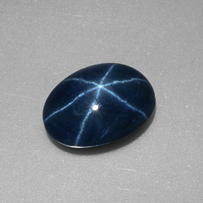 Zaffiro stellato naturale blu da 1,85 ct, taglio ovale, traslucido
