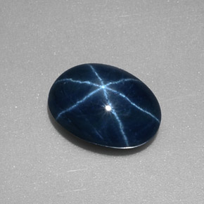 Zaffiro stellato naturale blu da 1,85 ct, taglio ovale, traslucido