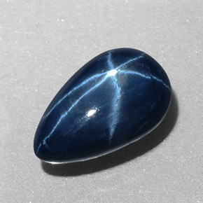 Zaffiro stellato Blu naturale da 3.74 ct, Forma a pera, Opaco