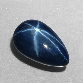 Zaffiro stellato Blu naturale da 3.74 ct, Forma a pera, Opaco