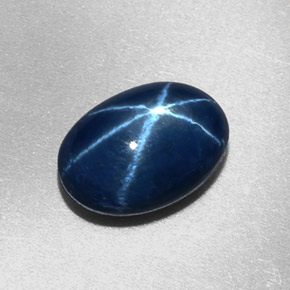Zaffiro stellato naturale blu da 2,27 ct, taglio ovale, opaco