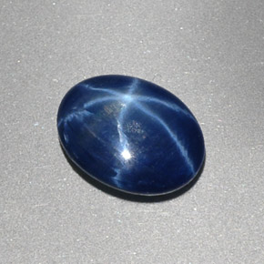 Zaffiro stellato naturale blu da 1,48 ct, taglio ovale, opaco