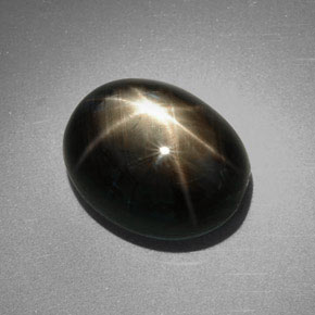 Zaffiro stellato naturale nero da 9,85 ct, taglio ovale, opaco