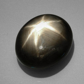 Zaffiro stellato naturale nero da 39,38 ct, taglio ovale, opaco