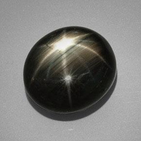 Zaffiro stellato naturale nero da 32,25 ct, taglio ovale, opaco