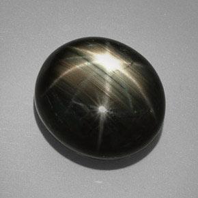 Zaffiro stellato naturale nero da 32,25 ct, taglio ovale, opaco