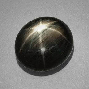 Zaffiro stellato naturale nero da 32,25 ct, taglio ovale, opaco