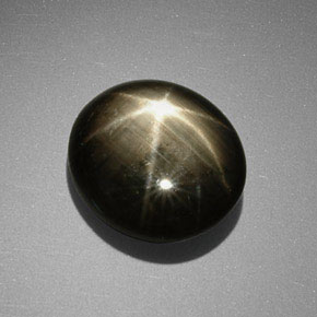 Zaffiro stellato naturale nero da 9,85 ct, taglio ovale, opaco