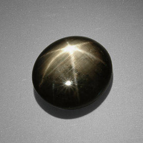 Zaffiro stellato naturale nero da 9,85 ct, taglio ovale, opaco