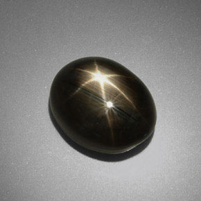 Zaffiro stellato naturale nero da 9,92 ct, taglio ovale, opaco
