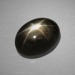 Zaffiro stellato naturale nero da 9,24 ct, taglio ovale, opaco